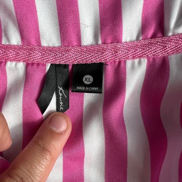 Kensie Pink & White Striped Button Pajama Shorts Set XL - Picture 7 of 12